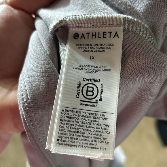 Athleta seasons wide crop pants light grey 1x relaxed casual pants - Picture 7 of 8